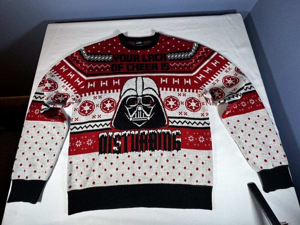Star Wars Darth Vader Ugly Christmas Sweater Mens L Lack of Cheer Disturbing Kni